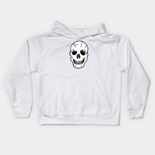 Spooky Skeleton Skull Face Cartoon on a White Backdrop, made by EndlessEmporium Kids Hoodie